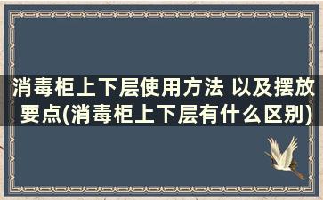 消毒柜上下层使用方法 以及摆放要点(消毒柜上下层有什么区别)